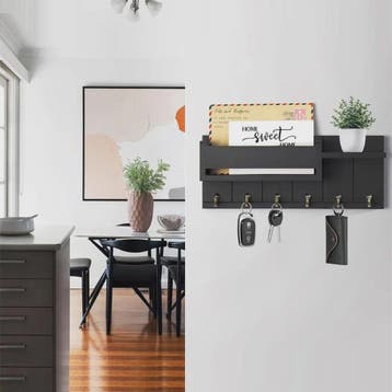 Rustieke Houten Wand Organizer met Postvak en 6 Sleutelhaken, Verzenden, Nieuw