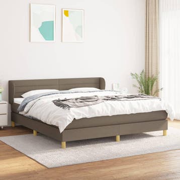 vidaXL Boxspring met matras stof taupe 180x200 cm, Eenpersoons, Verzenden, Nieuw, 80 cm