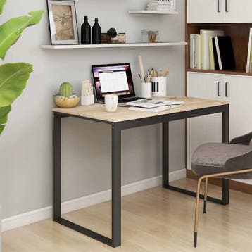 vidaXL Computerbureau 110x60x73 cm spaanplaat zwart en, Huis en Inrichting, Verzenden, Nieuw