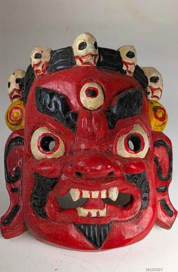 handgemaakt houten Mahakala masker (Zonder minimumprijs), Antiek en Kunst