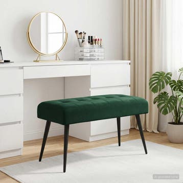 vidaXL Bank met knoopverstelling Donkergroen 80 x 40 x 46 cm, Verzenden, Nieuw, Stof