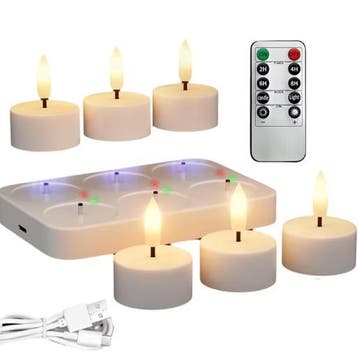 Oplaadbare LED Theelichtjes Set van 6 – Vlamloze Kaarsen, Huis en Inrichting, Woonaccessoires | Kandelaars en Kaarsen, Verzenden