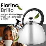 Florina Brillo fluitketel geborsteld RVS zilver 2.5 Liter -, Ophalen of Verzenden, Nieuw