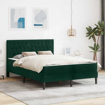 vidaXL Bedframe met matras Donkergroen 140 x 190 cm Fluweel, Huis en Inrichting, Slaapkamer | Matrassen en Bedbodems, Verzenden