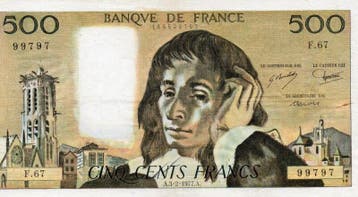 France Frankreich Pick 156 500 Francs Pascal 03/02/1977 F 67, Verzenden