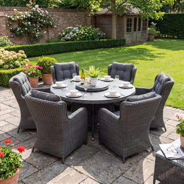 Rio-Delano Tuinset 6 Personen - Spraystone / Rock Grey, Tuin en Terras, Verzenden, Nieuw