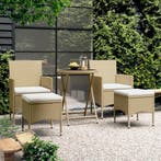 vidaXL 5-delige Bistroset poly rattan en gehard glas beige, Tuin en Terras, Verzenden, Nieuw, Rotan