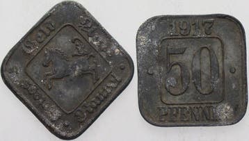 50 Pfennig 1917 Pferd, oorlogs-geld Rs Rauxel, Verzenden