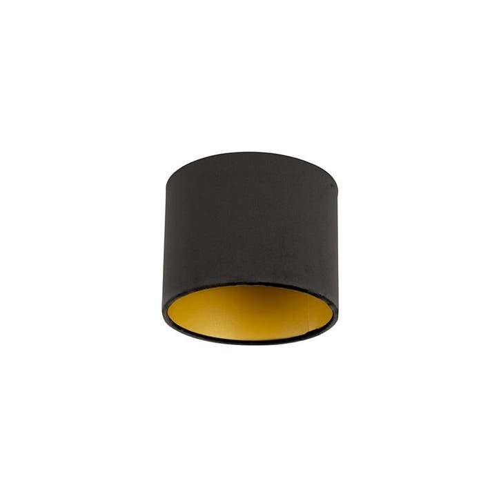 Velours lampenkap zwart 18/18/14 met gouden binnenkant, Huis en Inrichting, Lampen | Lampenkappen, Zwart, Nieuw, Verzenden
