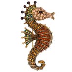 Fako Bijoux - Broche - Zeepaardje - 58x30mm - Bruin, Sieraden, Tassen en Uiterlijk, Broches, Verzenden, Nieuw