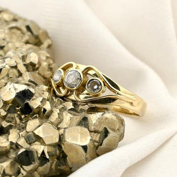 Gouden ring met zirconia, Gebruikt, 19 tot 20, Ophalen of Verzenden, Met edelsteen