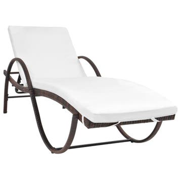 vidaXL Ligbed met kussen poly rattan bruin, Verzenden, Nieuw