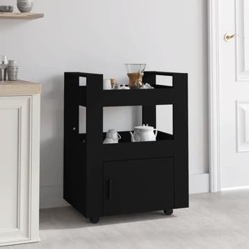 vidaXL Keukentrolley 60x45x80 cm bewerkt hout zwart, Verzenden, Nieuw