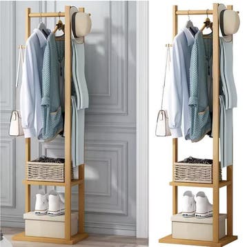 Bamboe Kapstok met Planken en Haken – Staand Kledingrek, Kleding | Dames, Kledingrekken, Verzenden, Nieuw