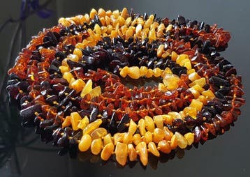 Amber Zeldzame lange vintage halsketting van natuurlijke