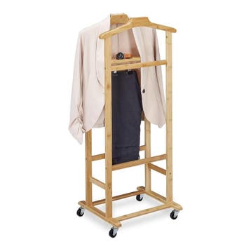 Relaxdays dressboy op wielen bamboe 107x47x37 cm naturel, Verzenden, Nieuw