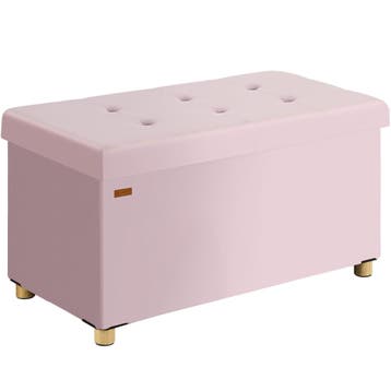 Opbergbank Roze Fluweel 76x38x42cm opvouwbaar (Opbergkisten), Verzenden, Nieuw