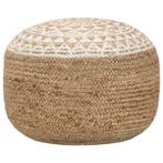 vidaXL Poef handgemaakt 45x30 cm jute wit, Huis en Inrichting, Verzenden, Nieuw