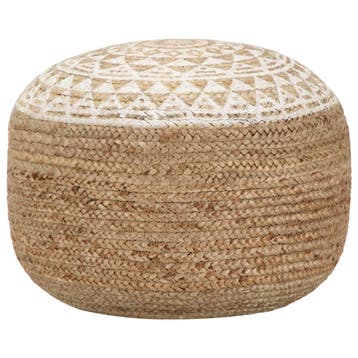vidaXL Poef handgemaakt 45x30 cm jute wit, Verzenden, Nieuw