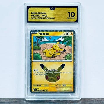 Pokémon Graded card - Pikachu Holo 040 - 30th Anniversary –, Nieuw