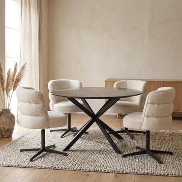 Ronde eettafel Lynn Zwart Marmer 130 cm | Starfurn, Ophalen of Verzenden, Nieuw