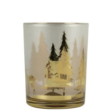 Theelichthouder hert boom goud medium 12cm, Verzenden, Nieuw