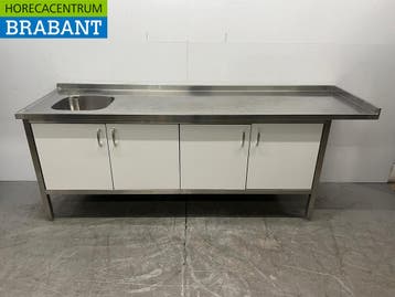 RVS Spoeltafel Spoelbak 4 Klapdeuren 240 x 70 x 91 cm Horeca, Ophalen of Verzenden, Gebruikt