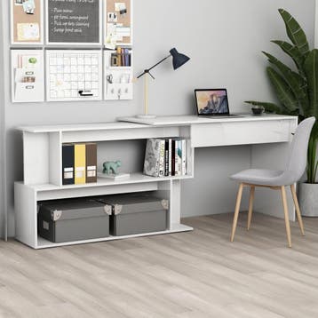 vidaXL Hoekbureau 200x50x76 cm bewerkt hout hoogglans wit, Huis en Inrichting, Bureaus, Verzenden, Nieuw