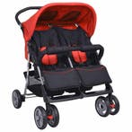 vidaXL Tweelingwagen staal rood en zwart, Kinderen en Baby's, Kinderwagens en Combinaties, Verzenden, Nieuw