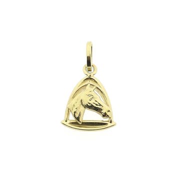 Gouden hanger van een paardenhoofd met beugel, Ophalen of Verzenden, Gebruikt, Goud, Overige merken
