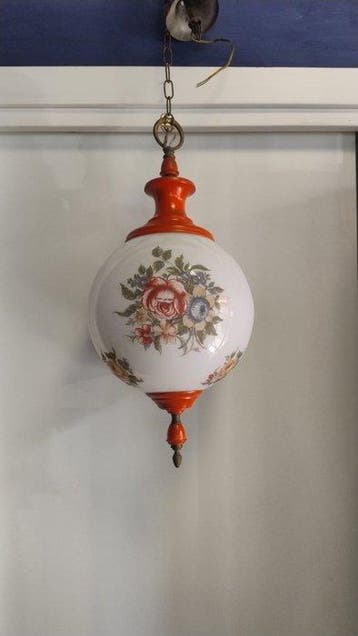 Plafondlamp - Glas, Metaal, Messing, Antiek en Kunst