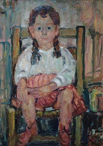 Italiaanse school (XX) - Ritratto di bambina seduta