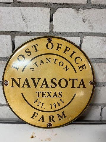 Navasota Texas Post Office Farm – Rond Emaille Reclamebord –