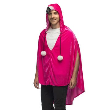 Poncho Flamingo Fluweel Volwassenen Deluxe, Ophalen of Verzenden, Nieuw