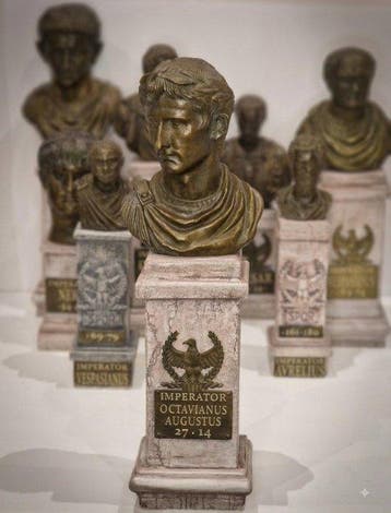 Buste, Imperator Octavianus Augustus - 34 cm - Brons,