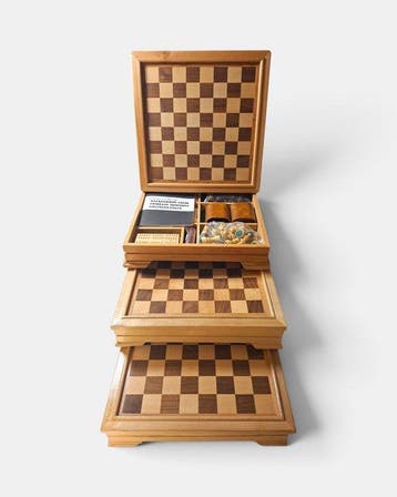 Schaakspel - 3 luxe spellensets met o.a. schaakspel en