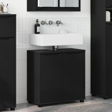 vidaXL Badkamer wastafelkast Zwart 60 x 30 x 60 cm Bewerkt, Verzenden, Nieuw