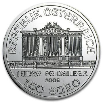 Wiener Philharmoniker 1 oz 2009, Postzegels en Munten, Verzenden, Oostenrijk, Losse munt, Zilver