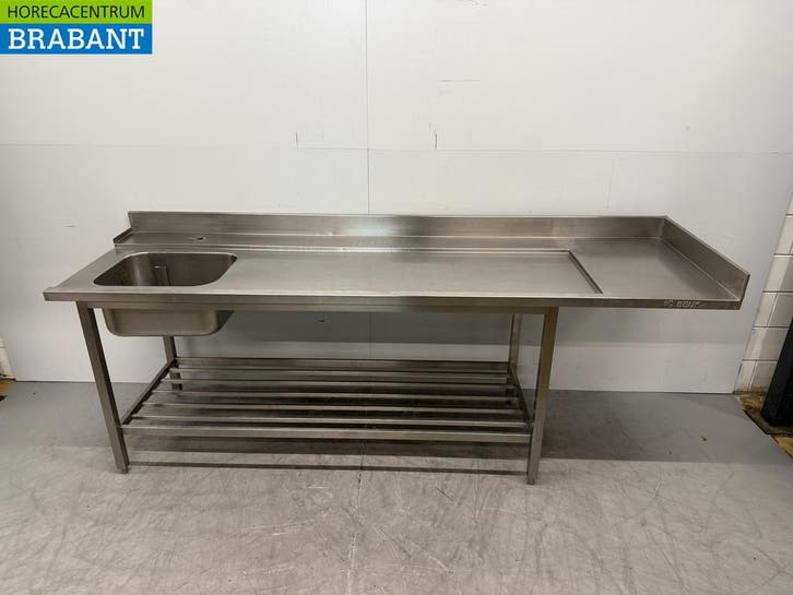 RVS Aanvoertafel Spoeltafel Spoelbak met onderschap 258,5 x, Zakelijke goederen, Horeca | Keukenapparatuur, Gebruikt, Ophalen of Verzenden