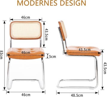 Eetkamerstoelen - Set van 2 - Metaal / Rotan - Bruin, Verzenden, Zo goed als nieuw