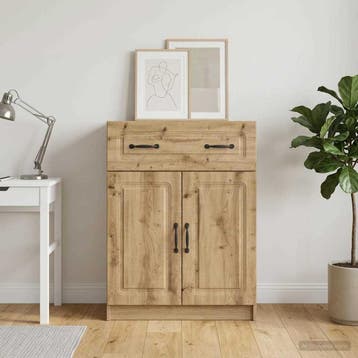 vidaXL Dressoir Artisanaal eiken 66 x 34,5 x 87 cm Bewerkt, Verzenden, Nieuw, Overige houtsoorten, Minder dan 50 cm