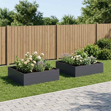 vidaXL Plantenbak 2 st Antraciet 80 x 80 x 30 cm Koudgewalst, Verzenden, Nieuw, Metaal, 60 tot 100 cm