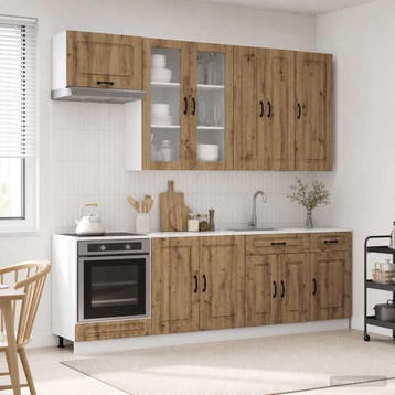 vidaXL Keukenblok KALMAR 8 st Artisanaal eiken Bewerkt hout, Huis en Inrichting, Verzenden, Nieuw, Bruin