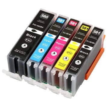 SET Canon PGI-580 PGI580 CLI-581 CLI581 huismerk met chip, Nieuw, Cartridge, Huismerk Canon