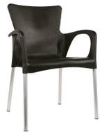 Stapelbare stoelen kunststof met armleuning grijs en zwart, Ophalen of Verzenden, Nieuw in verpakking, Meubilair