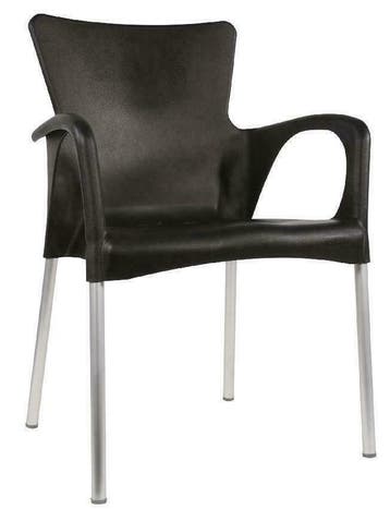 Stapelbare stoelen kunststof met armleuning grijs en zwart, Ophalen of Verzenden, Nieuw in verpakking, Meubilair