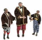 sculptuur, Tre pastori napoletani - 30 cm - Textiel,