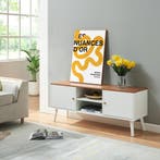 Tv-meubel Reyljand 120x35x50 cm wit en teak [en.casa], Verzenden, Nieuw