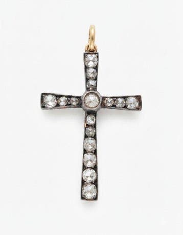 Kruishanger - 14 karaat Zilver, Geel goud - 2.40ct. tw.