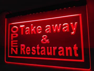 OPEN & take away neon bord lamp LED  verlichting reclame lic, Verzamelen, Verzenden, Nieuw